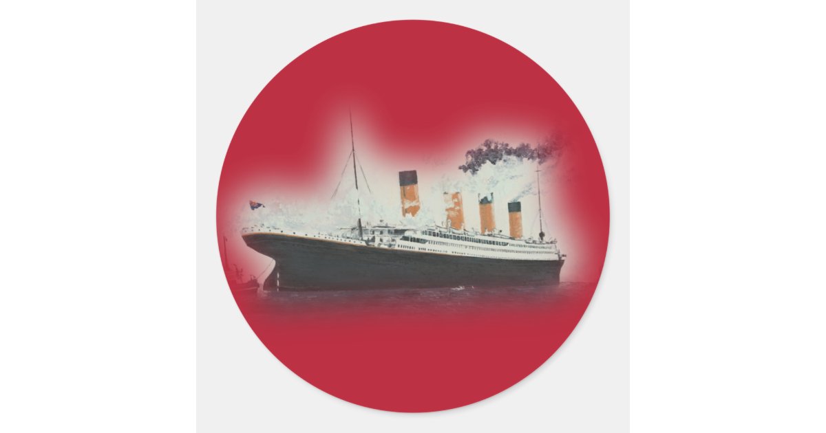 Vintage Red Titanic Ship Christmas Classic Round Sticker | Zazzle