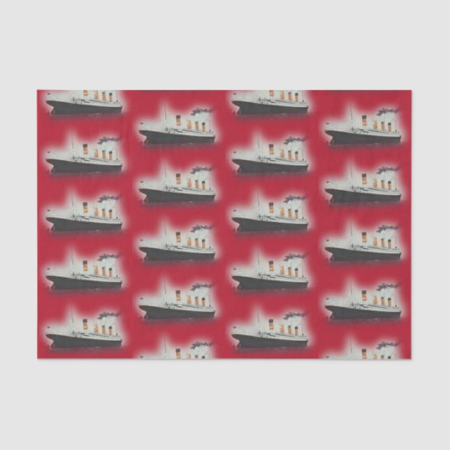 Vintage Red Titanic Ship Christmas Tissue Paper (Front)