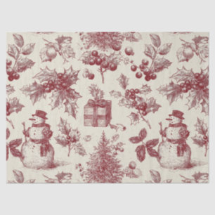 Vintage Red Toile Christmas Botanical - Holly Tissue Paper