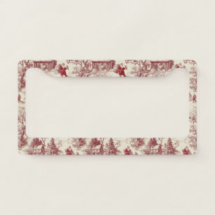 Vintage Red Toile Christmas Village - Santa License Plate Frame