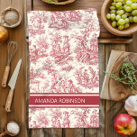 Vintage red toile de jouy printed kitchen towel<br><div class="desc">Vintage red toile de jouy printed kitchen towel. This toile de jouy vintage kitchen towel is inspired by the exquisite designs of french countryside scenes. The beautiful, classy, sophisticated Toile prints are an all time rage at the moment, The designs are classic and romantic with stylish colors. The perfect gift...</div>