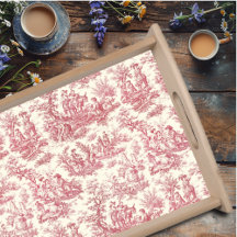 Vintage red toile de jouy printed