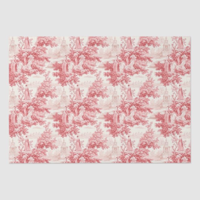 Vintage red toile de joy tissue paper (Front)