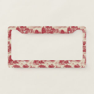 Vintage Red Toile Landscape (7) License Plate Frame