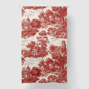 Vintage Red Toile Landscape Nature Pattern Blackout Curtains