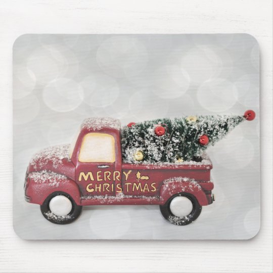 toy red truck with christmas tree