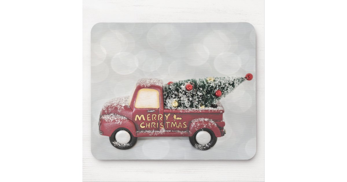 Vintage Red Toy Truck with a Christmas Tree Mouse Pad | Zazzle