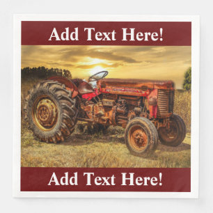 Vintage Red Tractor Antique Tractor Farm Tractor Paper Dinner Napkins