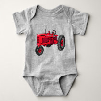 Vintage Red Tractor Baby Bodysuit