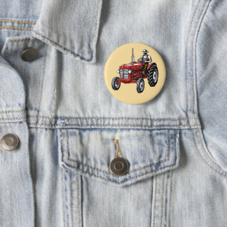 Vintage Red Tractor Button