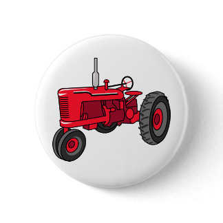 Vintage Red Tractor Button