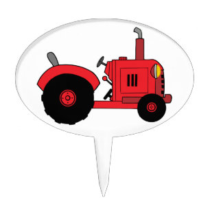 vintage red tractor cake topper