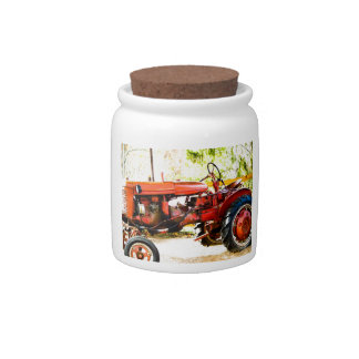 Vintage Red Tractor Candy Jar