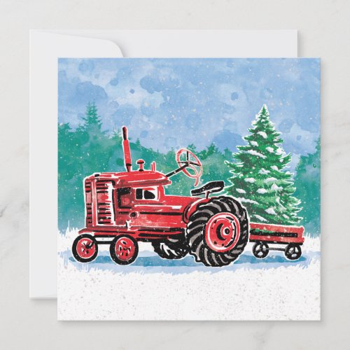 Vintage Red Tractor Christmas Tree Save the Date