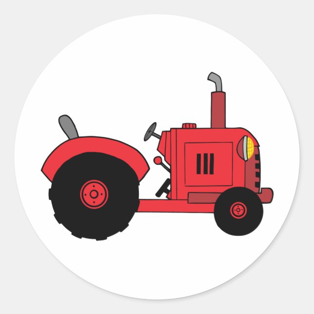 vintage red tractor classic round sticker (Front)