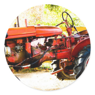 Vintage Red Tractor Classic Round Sticker