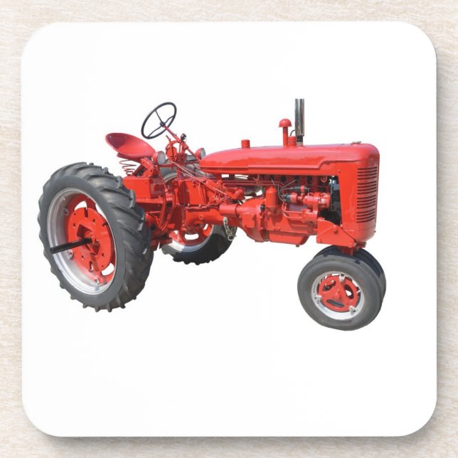 Vintage Red Tractor Drink Coaster (Front)