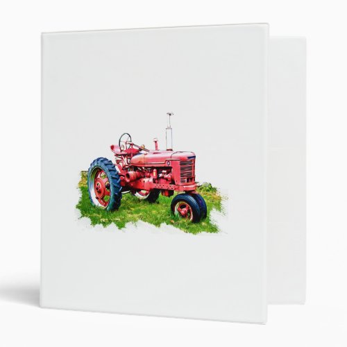Vintage Red Tractor in the Field 3 Ring Binder