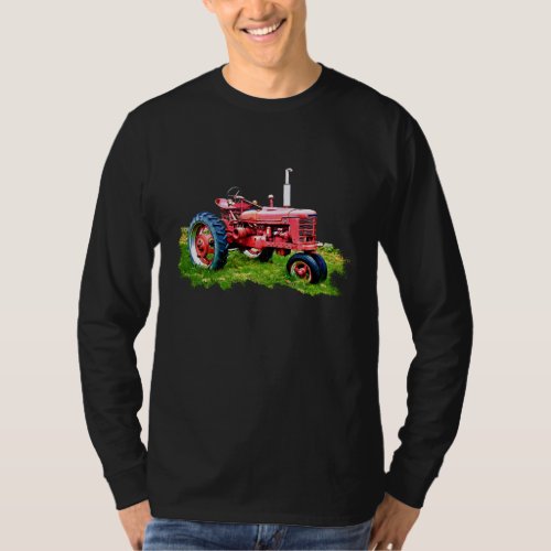 Vintage Red Tractor in the Field T_Shirt