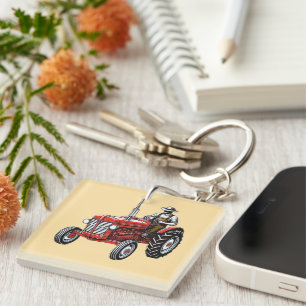 Vintage Red Tractor Keychain