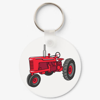 Vintage Red Tractor Keychain