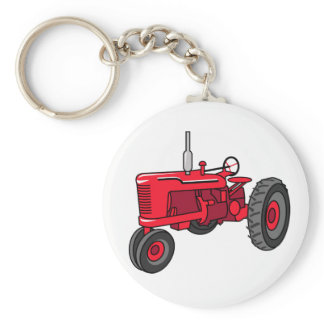 Vintage Red Tractor Keychain