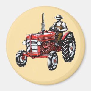 Vintage Red Tractor Magnet