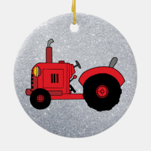 vintage red tractor ornament