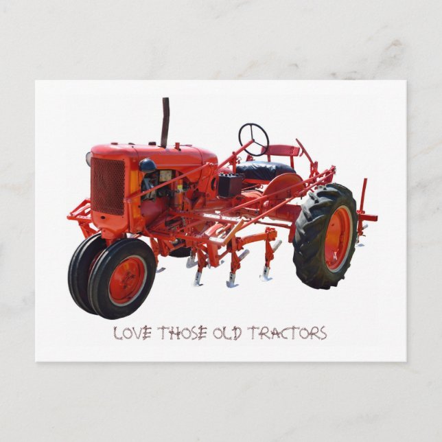 Vintage Red Tractor Postcard (Front)