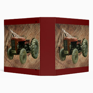 Vintage Red Tractor Rustic Barn Shed 3 Ring Binder