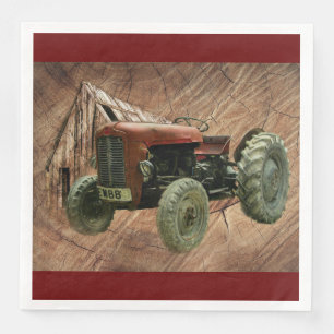 Vintage Red Tractor Rustic Barn Shed Paper Dinner Napkins