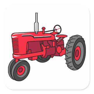 Vintage Red Tractor Square Sticker