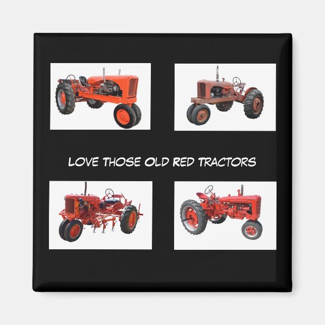 Vintage Red Tractors Magnet (Front)