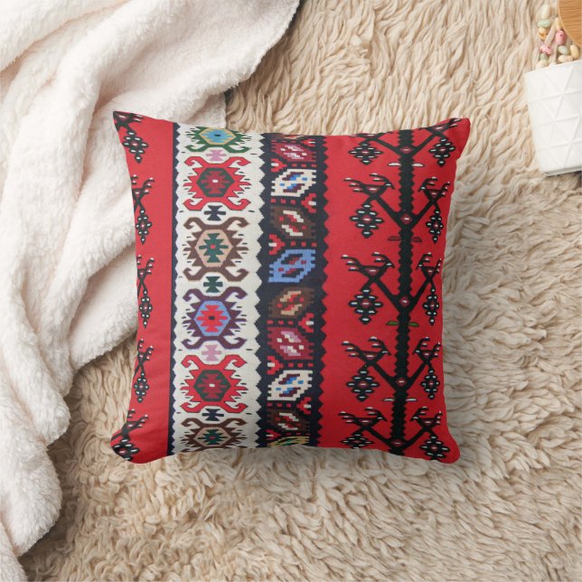 Red textured throw shop pillows
