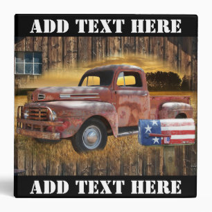 Vintage Red Truck 3 Ring Binder
