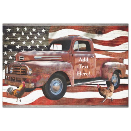 Vintage Red Truck American Flag Tissue Paper