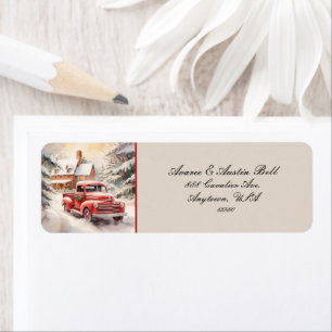 Vintage Red Truck and Farmhouse Label