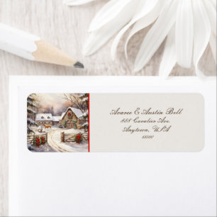 Vintage Red Truck and Farmyard Horse Wreaths Label