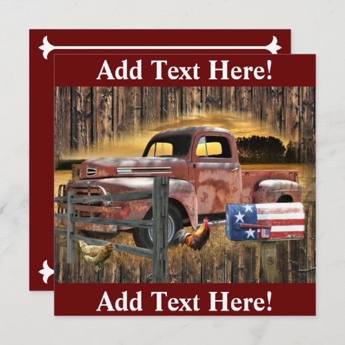 Vintage Red Truck Antique Red Truck Farm Truck Thank You Card