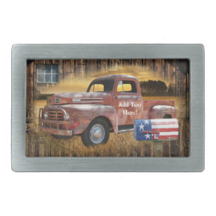 Vintage Red Truck Antique Red Truck Old Truck Belt Buckle