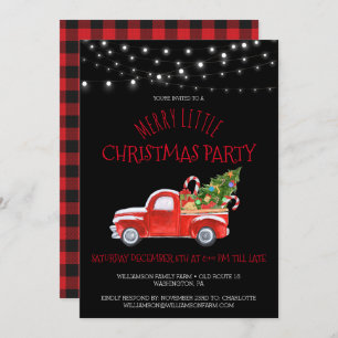 Vintage Red Truck & Buffalo Plaid Christmas Party Invitation