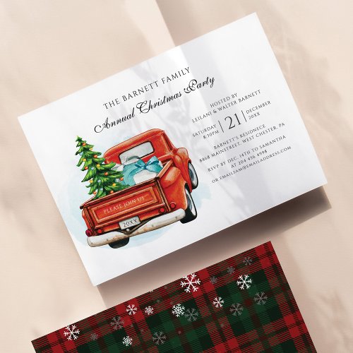 Vintage Red Truck Business Christmas Party Invitation