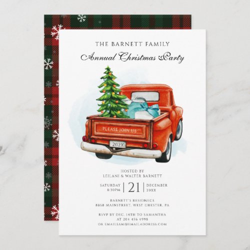 Vintage Red Truck Business Christmas Party Invitation