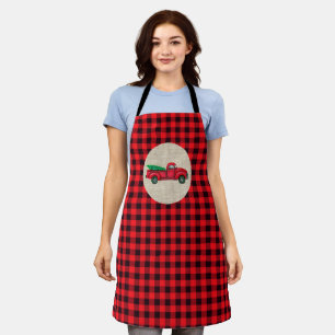 Vintage Red Truck Christmas Apron