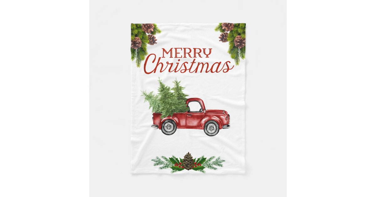 Vintage Red Truck Christmas Blanket Zazzle