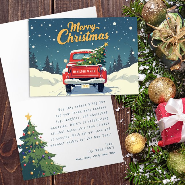 Vintage Red Truck Christmas Card (Fun Christmas Card)