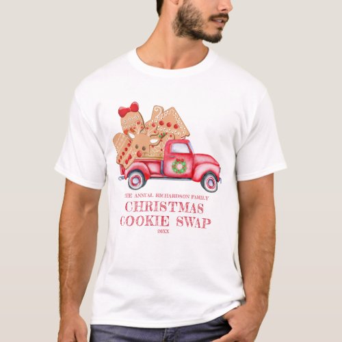 Vintage Red Truck Christmas Cookie Swap T_Shirt