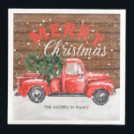 Vintage Red Truck Christmas Dinner Napkins<br><div class="desc">Colorful and festive watercolor vintage red truck are great for holiday dinners,  cookie exchanges or Christmas parties.</div>