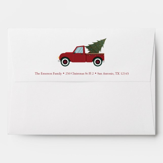 Vintage Red Truck Christmas Envelope (Back (Top Flap))