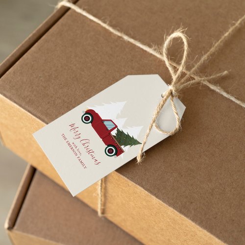 Vintage Red Truck Christmas Gift Tags